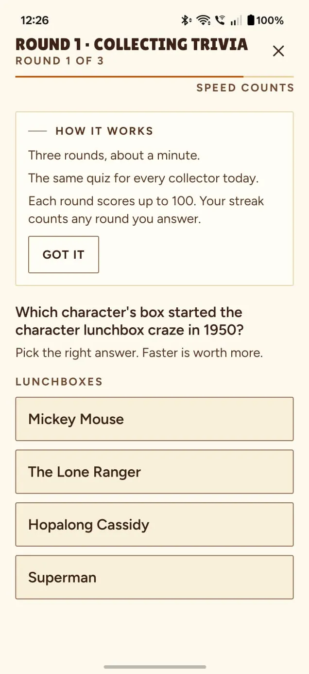 The daily Quiz Show, round one: collecting trivia.