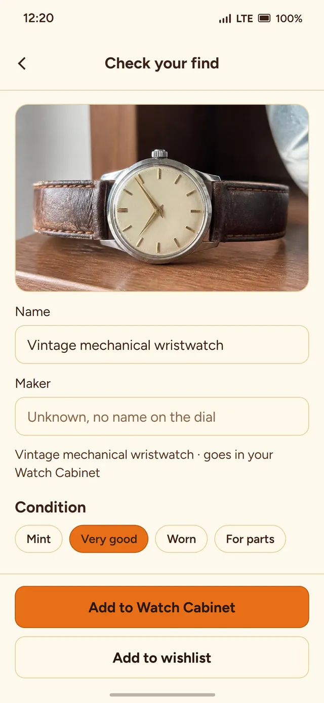 Check your find: the photo, the name the app read, and the space it goes in.
